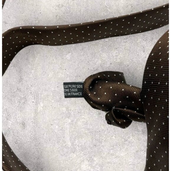 MOULEY Silk Tie FRANCE Brown Geometric W:3.2" EUC - Picture 3 of 5